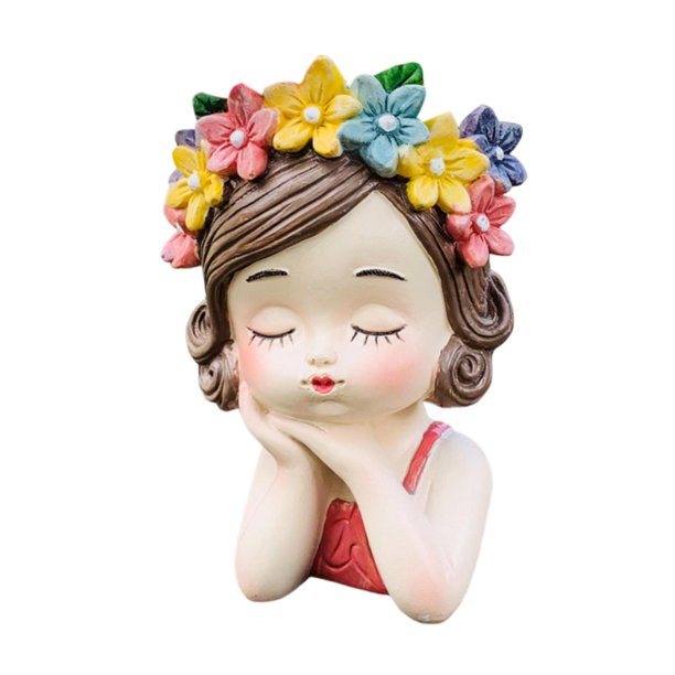 Maceta de niña, florero, escultura, regalo vívido, decorativo, lindo organizador de plantas Abrigo rosa