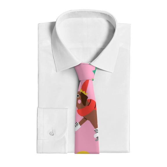 Uemuo Different Dogs Christmas Pattern Men's Necktie Classic Silk Tie Woven Jacquard Neck Ties Business Necktie Gift for Men