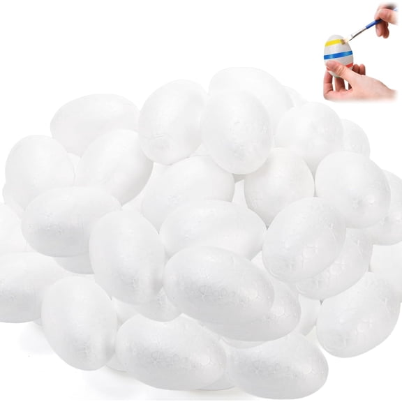 20Pcs Easter Foam Eggs 3.54inch Smooth White Craft Eggs for Easter Christmas Holiday Crafts Making School Handmade DIY Painting Projects