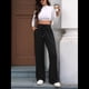 thumbnail image 4 of Pantalones Deportivos Casuales para Mujer, de Pierna , Holgados, con Cordón Ajustable, Cintura Alta, Elásticos y Bolsillos. Negro M, 4 of 10