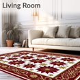 thumbnail image 2 of ODIKA 6'x9' Machine Washable Non-Slip Area Rug, Poinsettia Bloom Floral Motif Entrance High Traffic Rug with Pad, Red, 607360, 2 of 8