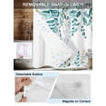 thumbnail image 5 of No Hook Shower Curtain with Snap-in Liner, Teal Eucalyptus Waterproof Fabric Bathroom Curtains, Watercolor Spring Weeping Botanical Bath Curtains & Mesh Top Window Narrow 36"x78", 5 of 9