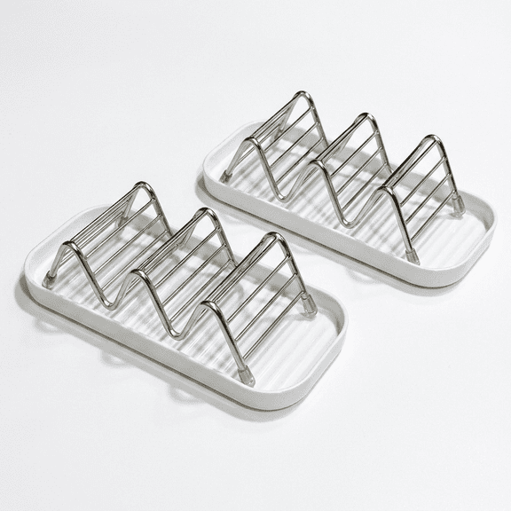 MoHern 2 Pcs Stainless Steel Soap Dishes with Tray, Wave Design Drainage Soap Holders for Bathroom, Rustproof Soap Storage Organizer