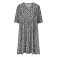 thumbnail image 5 of ZZwxWA Plus Size Womens Summer Dresses Casual Floral Print Midi Dress Button V Neck Short Sleeve Dresses Loose Beach Swing Sundresses, 5 of 5