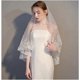 thumbnail image 3 of Sequins Bride Wedding Veil Short Fingertip Length Two-Tier/2T Lace Bridal Veils, 3 of 5