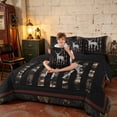 thumbnail image 3 of Manfei Woodland Deer Moose Twin Bedding, Retro US Flag Bedding Comforter Set, Brown Black, Black Reversible 7-Piece, 3 of 6