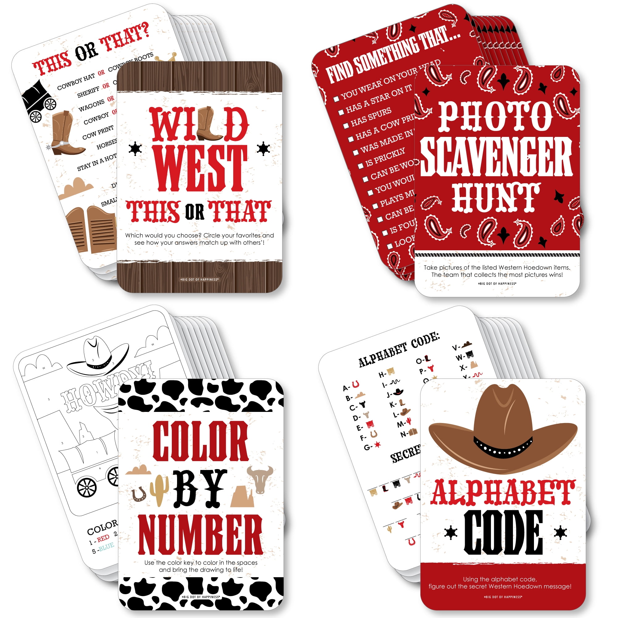 Big Dot of Happiness Big Dot of Happiness Western Hoedown - 4 Wild West  Cowboy Party Games - 10 Cards Each - Gamerific Bundle - Walmart.com