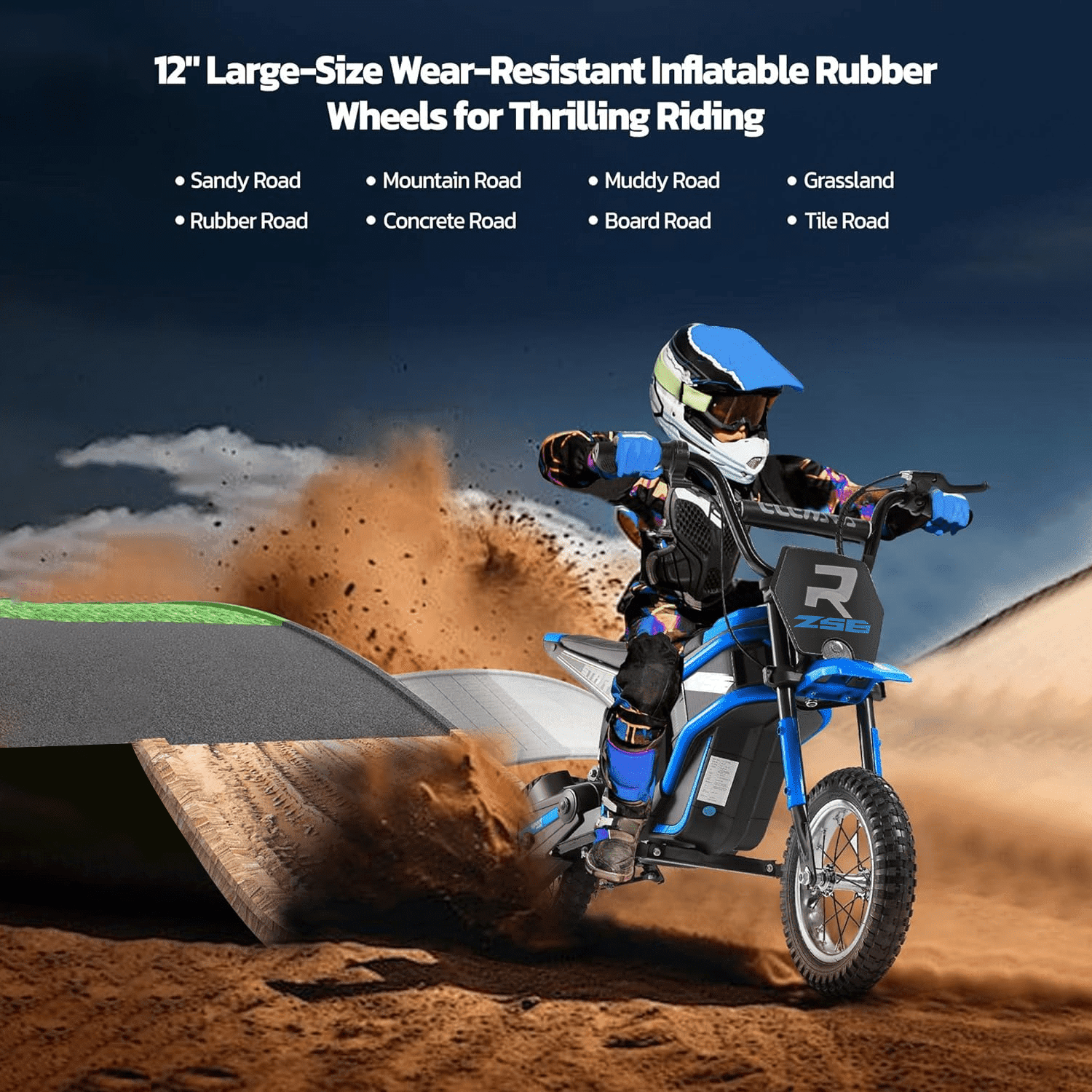 HNH 24V Electric Dirt Bike for 6-15 Year, 15Mph Motocross Motorcycle,140LBS Max Electric Motorcycle with 350W Motor,Blue