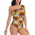 thumbnail image 3 of Pofeuu Cartoon Sunflowers Print Women's One Piece Swimsuits One Shoulder Swimwear Asymmetric Ruffle Monokinis Bathing Suits-X-Large, 3 of 6