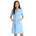 thumbnail image 2 of Miaeowve Women's Short Sleeve Button Down Lab Coat Chemist's Nurse Doctor Scientists Uniform Dress Sky Blue Small, 2 of 7