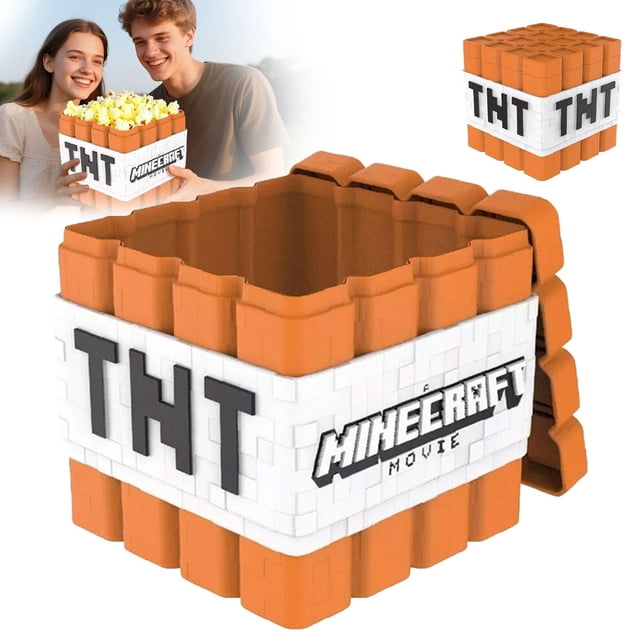 Rare New 2025 Minecraft Movie TNT Dynamite Popcorn Bucket Cinemark NEW, Minecraft TNT Popcorn BucketMovie Bucket Square Shape