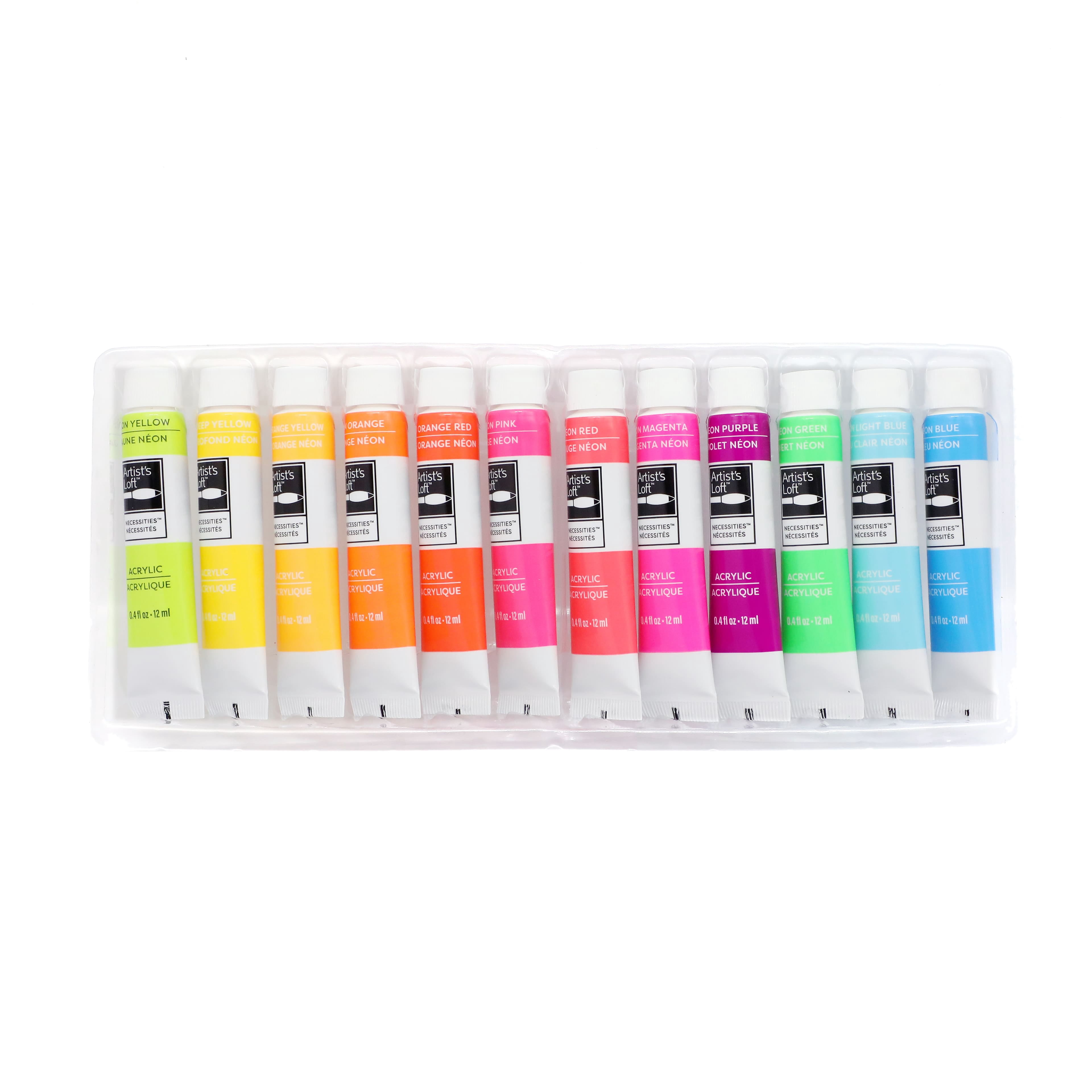 12 ct. (144 total) Neon Acrylic Paints by Artist's Loft Necessities - Assorted Bright Neon Colors – Water-Based - Fast-Drying Paint for Crafts - Canvas - and Mixed Media - 12 Pack