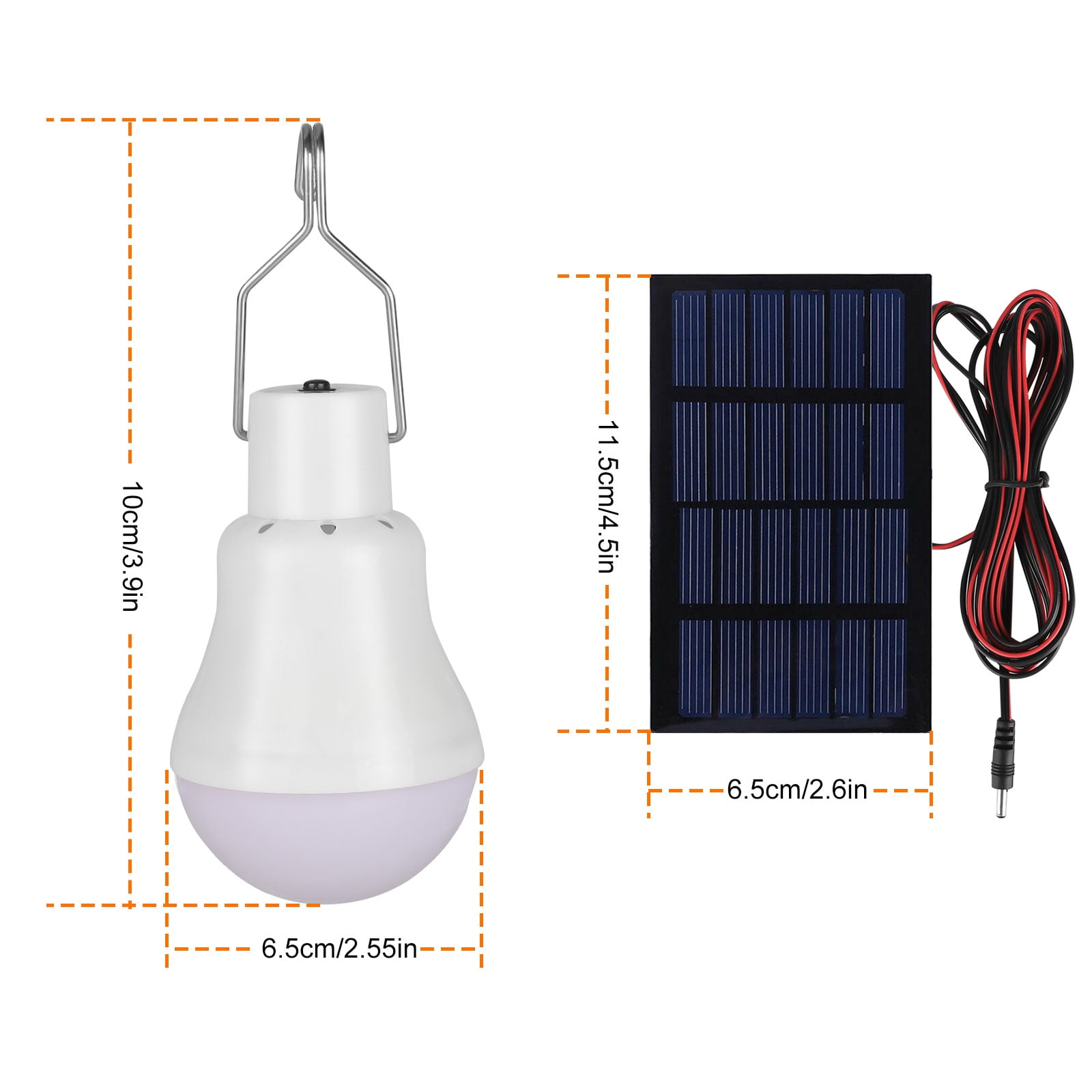 2pcs Portable Solar Powered LED Bulb Lights, TSV Outdoor Solar Energy Lamp Lighting for Home Fishing Camping Tent Emergency, 3W Rechargeable Light