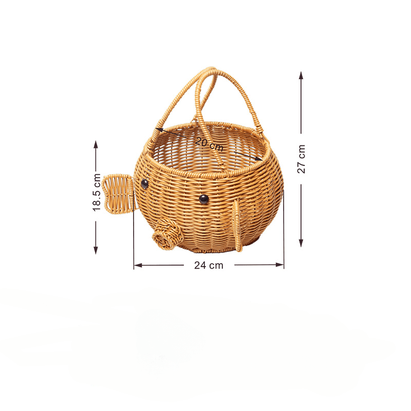 KUNPENG Easter Basket, Woven Picnic Basket, Animal Shaped Pig & Rabbit Rattan Gift Basket, Decorative Nursery Storage for Fruit & Snacks, Photography Props, 10"x7"x11"