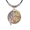 thumbnail image 4 of Yinanstore 4xVintage Steampunk Angle Wing & Gear Pendant Necklace With Leather Rope Chain 4 Pcs, 4 of 6