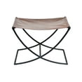 thumbnail image 4 of Cresta Modern Cowhide Accent Stool | Genuine Leather Sling Seat Stool with Iron | X-Base, Rustic Farmhouse Indoor Accent Furniture Brown & White, 4 of 4