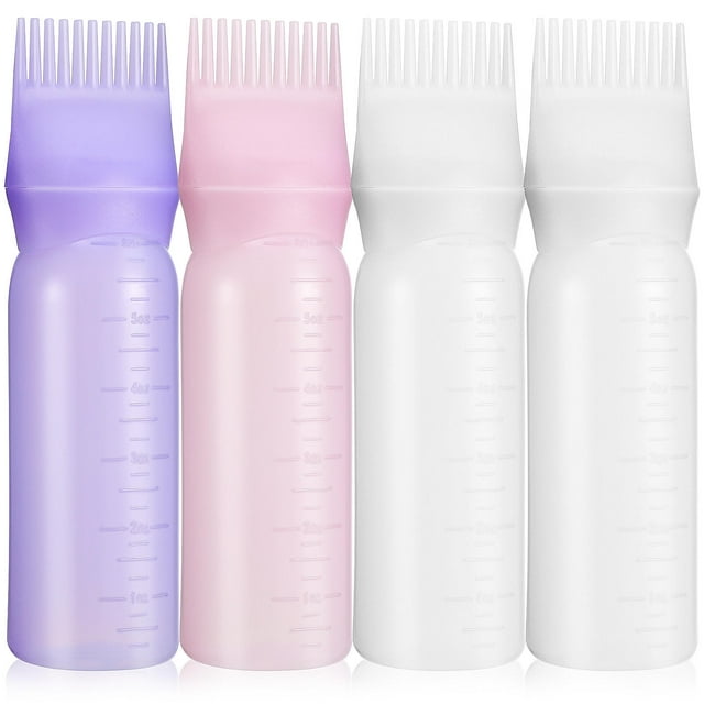 OULII Comb Tip Squeeze Bottle Conditioner Dispensing Comb Applicator Bottles Silicone 4 Pcs