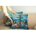 thumbnail image 2 of Ambesonne Nautical Throw Pillow Cover 2 Pack, Anchor Deep Ocean Life, 20", Sea Blue Amber Teal, 2 of 7