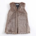 thumbnail image 2 of YDFCWXW Women's Fur Vest Coat Sleeveless Jacket Khaki, XXL, 2 of 7