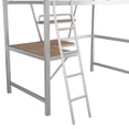 Euroco Metal Twin Size Loft Bed for Kids, Solid Metal Bed with Desk and