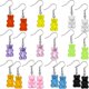 thumbnail image 1 of 10 Pairs Gummy Candy Bear Earrings Resin Bear Drop Colorful Cartoon Dangle Drop for Women, 1 of 4