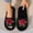 Black, variant on Women Fluffy Faux Fur Embroidery Rose Open Toe Slide Slippers White 6.5-7