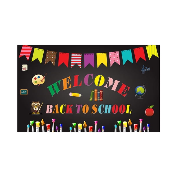Bienvenido de nuevo a las decoraciones de la fiesta de la escuela Banner de la temporada de apertura Fondo de decoración de la fiesta de regreso a la escuela Wmkox8yii HFSH7674