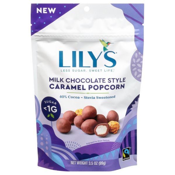 Lily's Popcorn Milk Chocolate Style Caramel 3.5 oz. Pack Of 12