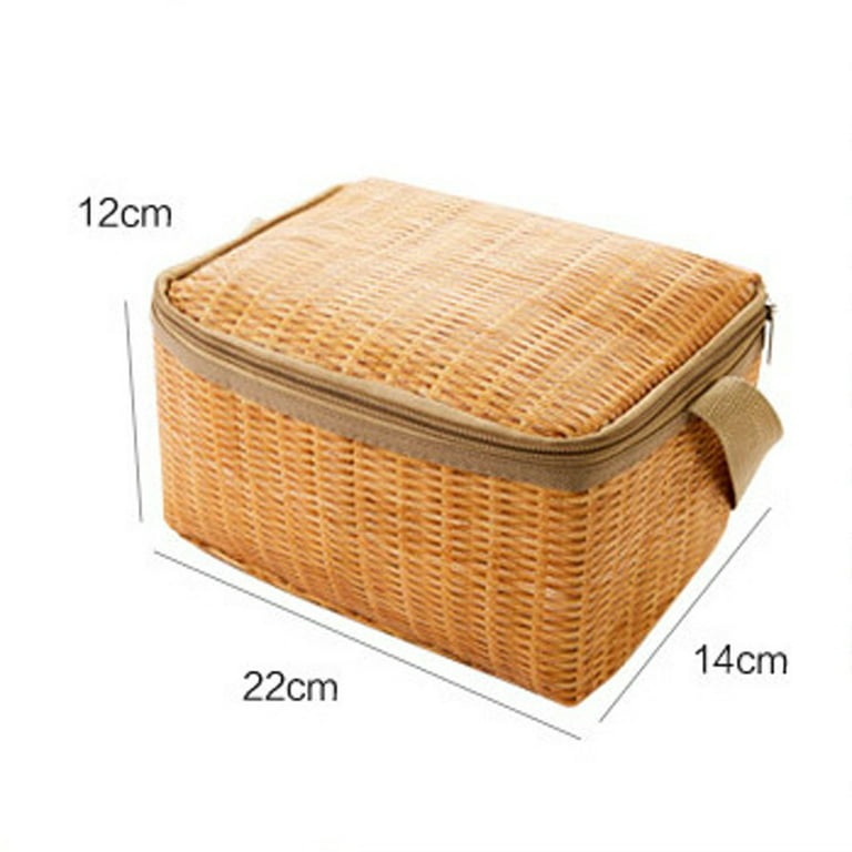 Rattan Picnic Basket Design Lunch Box with Zipper Closure