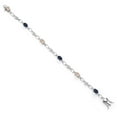thumbnail image 2 of Gem Stone King 925 Sterling Silver Peach Morganite and Blue Sapphire and Round White Lab Grown Diamond Tennis Bracelet for Women (3.20 Cttw, Gemstone Birthstone, Oval 6X4MM, 7.25 inches), 2 of 4