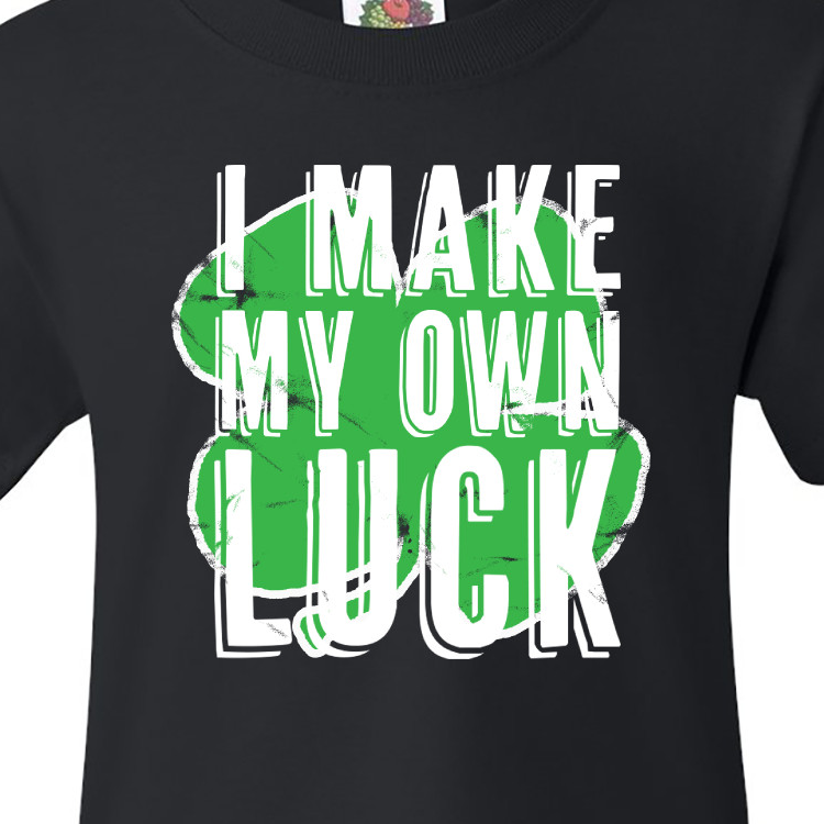 Inktastic St. Patrick's Day Shamrock Logo Weathered I Make My Own Luck! Youth T-Shirt - image 3 of 4