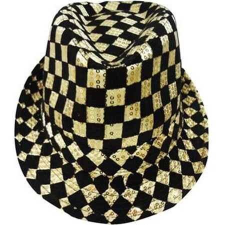 Adult Gold Checkerboard Fedora Hat By Dress Up America