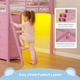 thumbnail image 6 of Low Loft Bed Twin Size with Upholsterd Headboard and 8 Storage Drawers, Metal Loft Twin Bed Frame with LED Lights, Under-Bed Play Area, Play Curtain, Safety Guardrail and Ladder, Pink, 6 of 10
