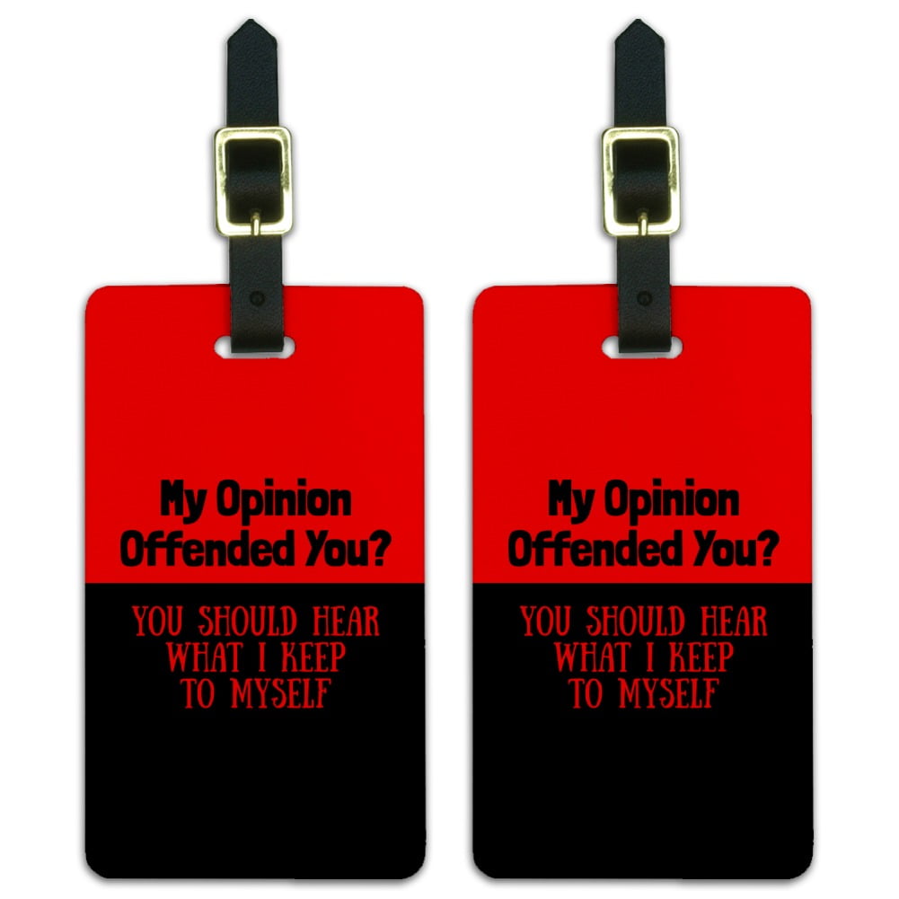 Graphics and More My Opinion Offended You Funny Luggage ID Tags Suitcase Carry-On Cards - Set of 2, Women's, Size: One Size
