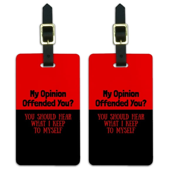 My Opinion Offended You Funny Luggage ID Tags Suitcase Carry-On Cards - Set of 2