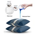 thumbnail image 6 of Waterproof Outdoor Throw Pillows with Inserts 12"x20" Set of 2, Navy Blue Beige Striped Soft Decorative Pillowcases for Couch Bedroom, Modern Farmhouse Retro Lines Pillow Covers for Sofa Living Room, 6 of 8