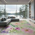 thumbnail image 1 of ODIKA 8'x10' Green Mint Blossoms and Pastel Floral Washable Area Rug Elegant Watercolor Flowers with Soft Spring Hues Durable, Non-Slip for Living Room, Under Sectional, Family, 1 of 5