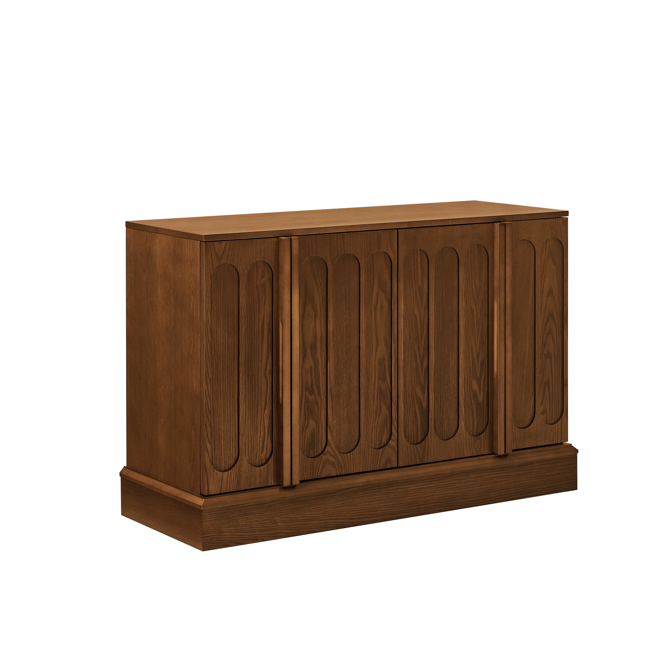 GDF Studio 44.8" Mid Century Modern Fluted Sideboard Cabinet with Adjustable Shelves, Walnut