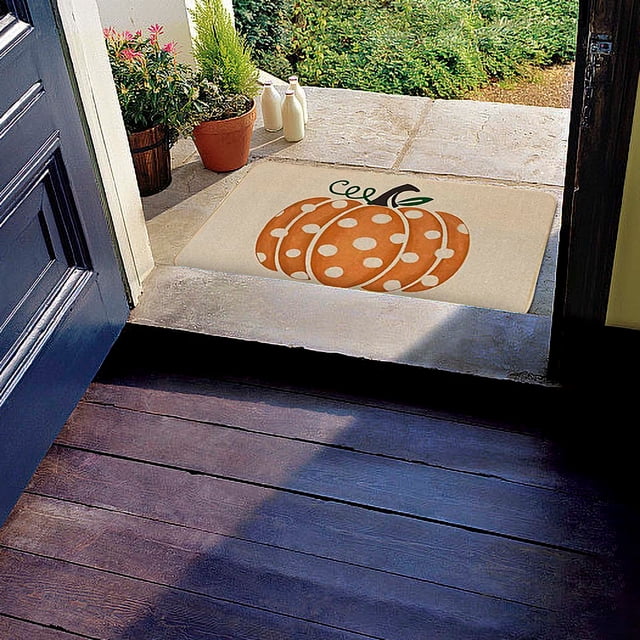 yulier Door Mat Fall Decor Pumpkins Pattern Doormat Welcome Mat for Front Door, Thanksgiving Halloween Decorations, 16 x 24 In
