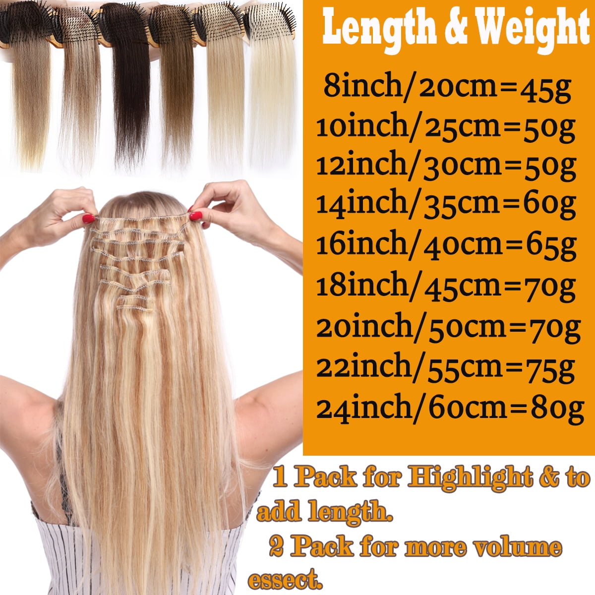 HAIRRO Clip In Human Hair Extensions, Brazilian Hair 8pcs/18Clips Dark Brown to Chestnut Brown Balayage Hair Extensions Full Head Silky Straight 100% Human Hair Clip In Extensions 8Inch-24inch
