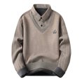 thumbnail image 2 of Blusa y camisa de manga larga con cuello vuelto para hombre, informal, de moda, con forro polar falso, dos botones LED, suéter de manga larga, blusa de poliéster para hombre, 2 of 9