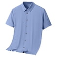 thumbnail image 4 of Iugvhana Mens Business Dress Shirts Short Sleeve Button Shirt Tops Big and Tall Loose Wrinkle-Free Ice Silk Formal Dress Shirts Light Blue XL, 4 of 8