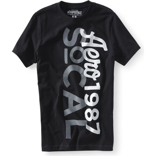 Aeropostale Hombre Puff Paint So-cal Graphic Camiseta, Negro, Pequeño