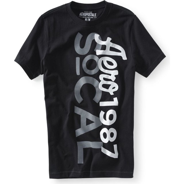 Aeropostale Hombre Puff Paint So-cal Graphic Camiseta, Negro, X-Small
