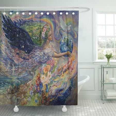 Cynlon Josephine Peace On Earth Wall Fantasy Goddess Bathroom Decor Bath Shower Curtain 60x72 Inch Walmart Com Walmart Com