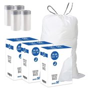 3 Packs(150 Count Total) Code J 10-10.5 Gallon Heavy Duty Drawstring Plastic Trash Bags Compatible with 1.2 Mil White Garbage Liners Gallon/38-40 Liter