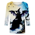 thumbnail image 4 of Zedker Womens Tops 3/4 Sleeve Shirts Round Neck Loose Casual Floral Print Blouses Tshirts Blue Plus L, 4 of 4