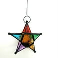 thumbnail image 3 of Five-pointed Star Candle Holder Moroccan Style Hanging Glass Metal Lantern, 3 of 9