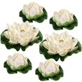 thumbnail image 2 of BESPORTBLE Fleurs Artificielles Lotus Blanc Simulation Flottant pour Décoration Intérieure Extérieure, 6 Pcs, 17cm+10cm, 2 of 4