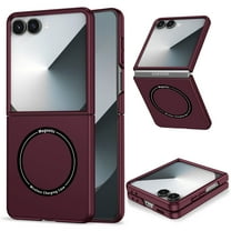 ELEHOLD Slim Magnetic Case for Samsung Galaxy Z Flip 7 Magnetic Mag-Safe Compatible Non-Slip Anti-Scratch Anti-Fingerprint Shockproof Lightweight Case for Galaxy Z Flip 7,Winered